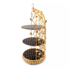 Birdcage Double Layer Cake Stand Wrought Iron Display Stand Ceramics Three-tier Fruit Tray Afternoon Tea Dessert Decorative Rack