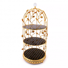 Birdcage Double Layer Cake Stand Wrought Iron Display Stand Ceramics Three-tier Fruit Tray Afternoon Tea Dessert Decorative Rack