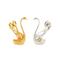 Christmas decoration luxury Zinc alloy swan craft with 6 spoons