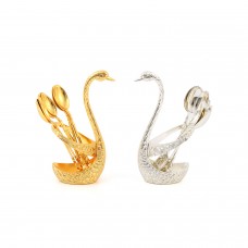 Christmas decoration luxury Zinc alloy swan craft with 6 spoons