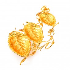 Creative ideology Christmas party decor Multi-layer gold plated leaves tray for serving items