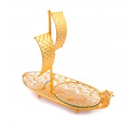 Multi-function other promotional & business gifts Boat Shape serving Tray Long gold metal ship craft decoration