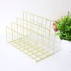 Fashion Rose Gold Home Decor Office Note Book File Organizer Ladder Shape Metal Stand 4 Divider Desktop Rack Holder Book