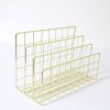 Fashion Rose Gold Home Decor Office Note Book File Organizer Ladder Shape Metal Stand 4 Divider Desktop Rack Holder Book