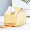 Ins European Style Retro Pure Brass Copper Handmade House Shape Gold Metal Cube Home Organizer Storage Box Tissue  Holder