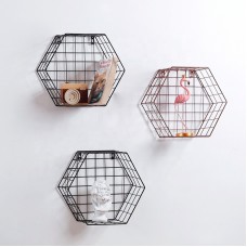 Ins Simple Metal Wire hexagonal wall hanging racks living room creative wall decoration storage rack