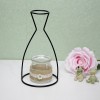 Ins Simple Office Table Decor Glass Bottle Black Wire Plant Holder Dried Flower Arranger Flower Vase Metal for Home Decoration