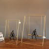 Modern Simple Room Home Office Lady Figurine Resin Girl Statue Stainless Steel Swing Decor