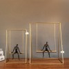 Modern Simple Room Home Office Lady Figurine Resin Girl Statue Stainless Steel Swing Decor