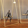 Modern Simple Room Home Office Lady Figurine Resin Girl Statue Stainless Steel Swing Decor