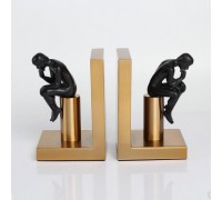 Office School Wholesale Post Modern Nordic Thinker  Study Room Decorative Holder Cast Iron Plated Gold Metal Bookend