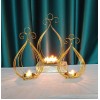 Factory European  electroplating magnolia golden classical decoration iron wire flower bud candle holder