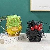 Hollow Lek Fruit Basket Geometric Personality Iron Art Teapot Fruit Plate Snacks Fashion Home Coffee Cup