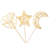 wrought iron pearl love star moon birthday party cake decoration insert card