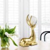 Luxury metal artificial crafts crystal glass ball brass lying deer sculpture home decor figurines auspicious Christmas deer