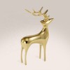 Modern animal figurines brass crafts living room cabinet dsculpture decoration metal deer statue for home decor