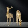 New design standing deer sculpture metal carving creative gift desktop home decor crafts figurines