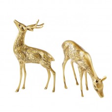 New design standing deer sculpture metal carving creative gift desktop home decor crafts figurines