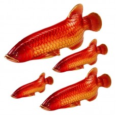 Pure Copper Painted Tabletop Red Arowana Fish For Desktop Decoration