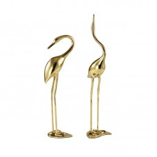 Super luxury pair of brass crane sculptures for home decoration handicrafts