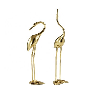 Super luxury pair of brass crane sculptures for home decoration handicrafts