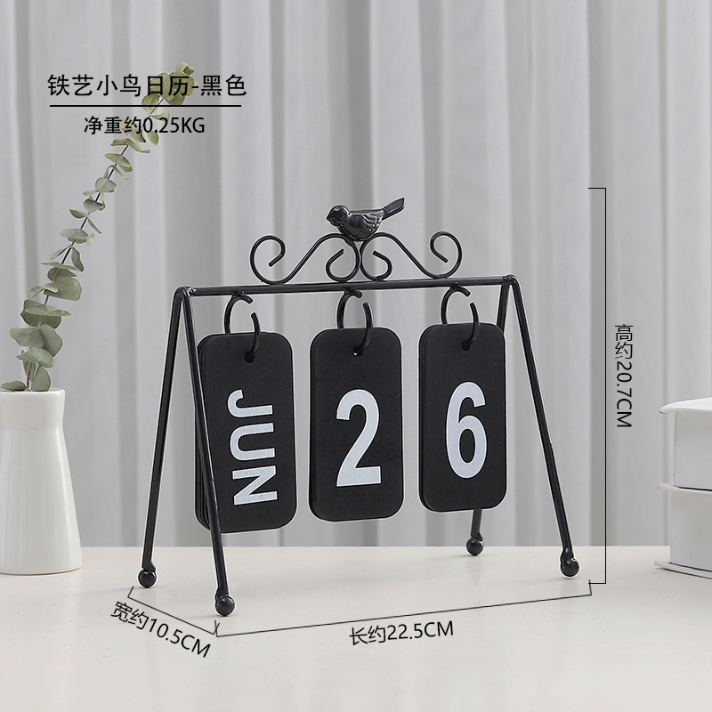 Home Office Study Room Ins Table Decor Swing Rack Bird Decorative Desk Calendar Stand Changeable Flip Over Metal Frame Calendar